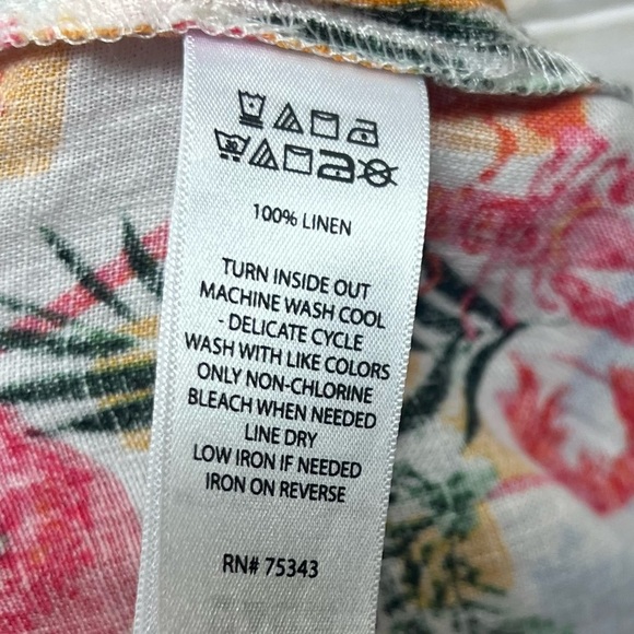 C&C‎ California Linen Pants Womens Med Floral Pull On Wide Leg Pockets - Picture 7 of 10